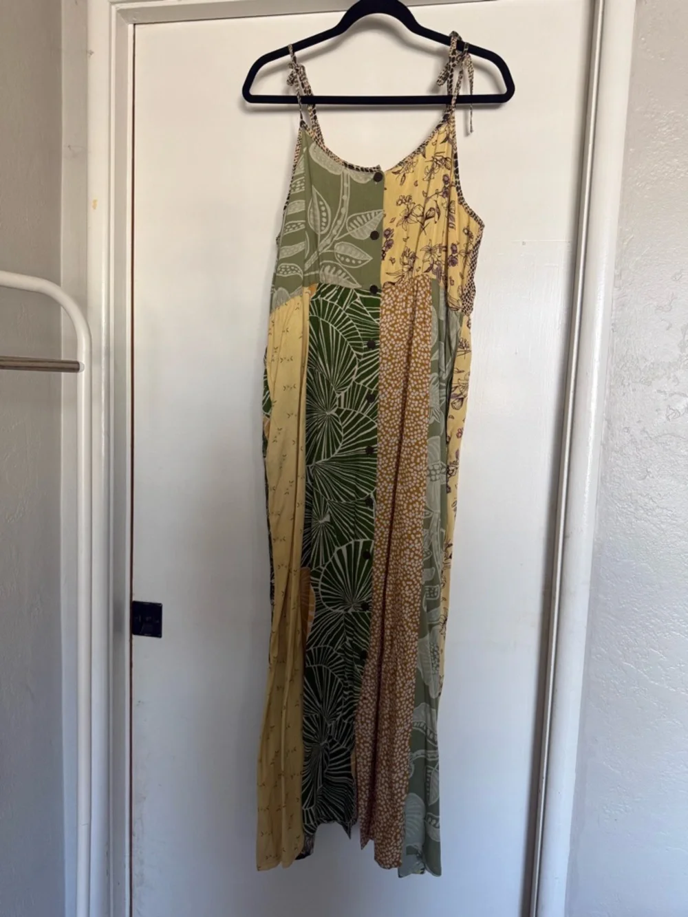 Sacred Threads Yellow and Green Patchwork Maxi Dress - Picture 1 of 4